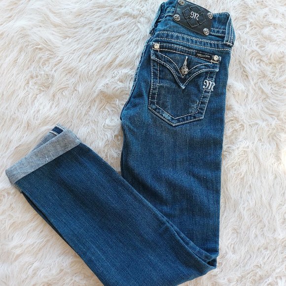 Miss Me Jeans Women's JP4009SK-2 Skinny Distressed Cuffed Leg Denim Jean Siz 26 - Picture 10 of 13